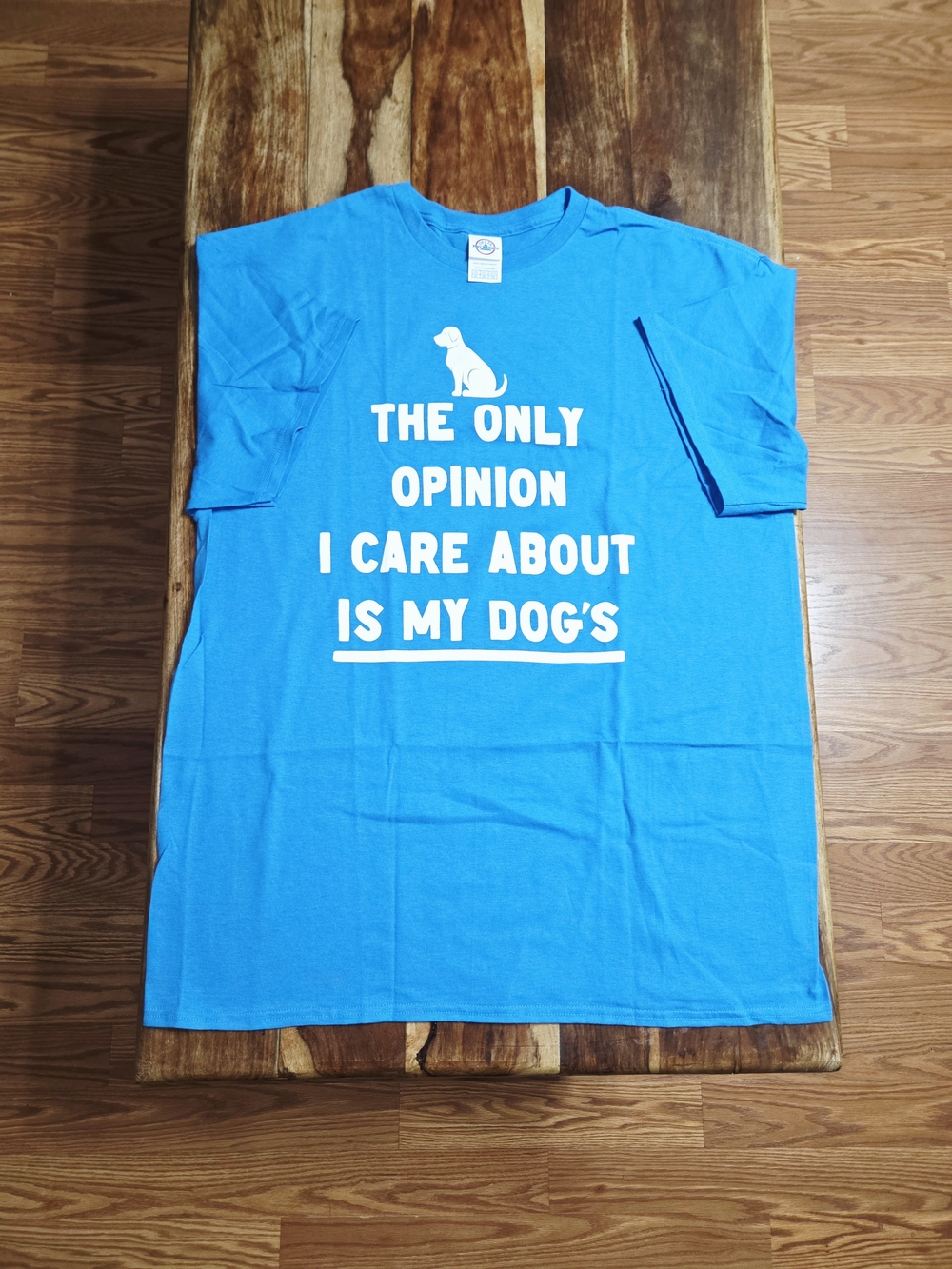 "The Only Opinion I Care About Is My Dog's" Novelty Graphic Tee - Blue - XL